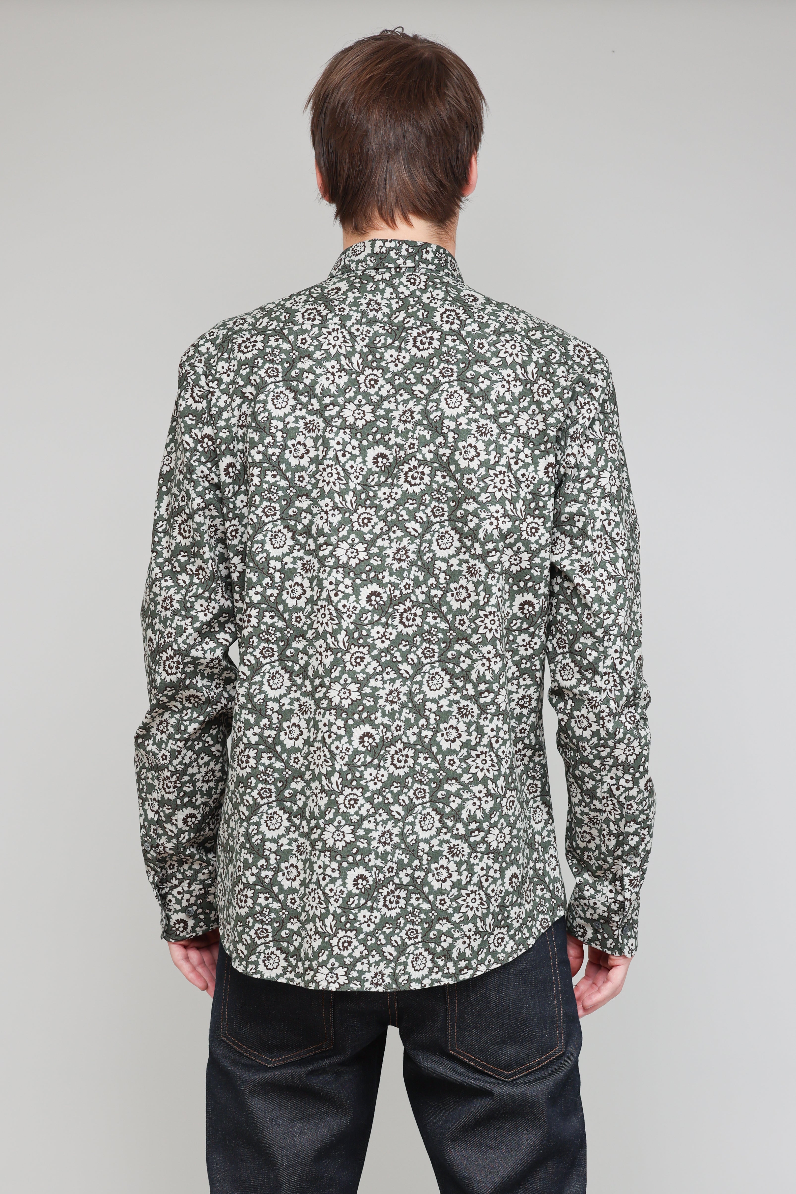 Japanese Bloom Print in Green and Brown 03