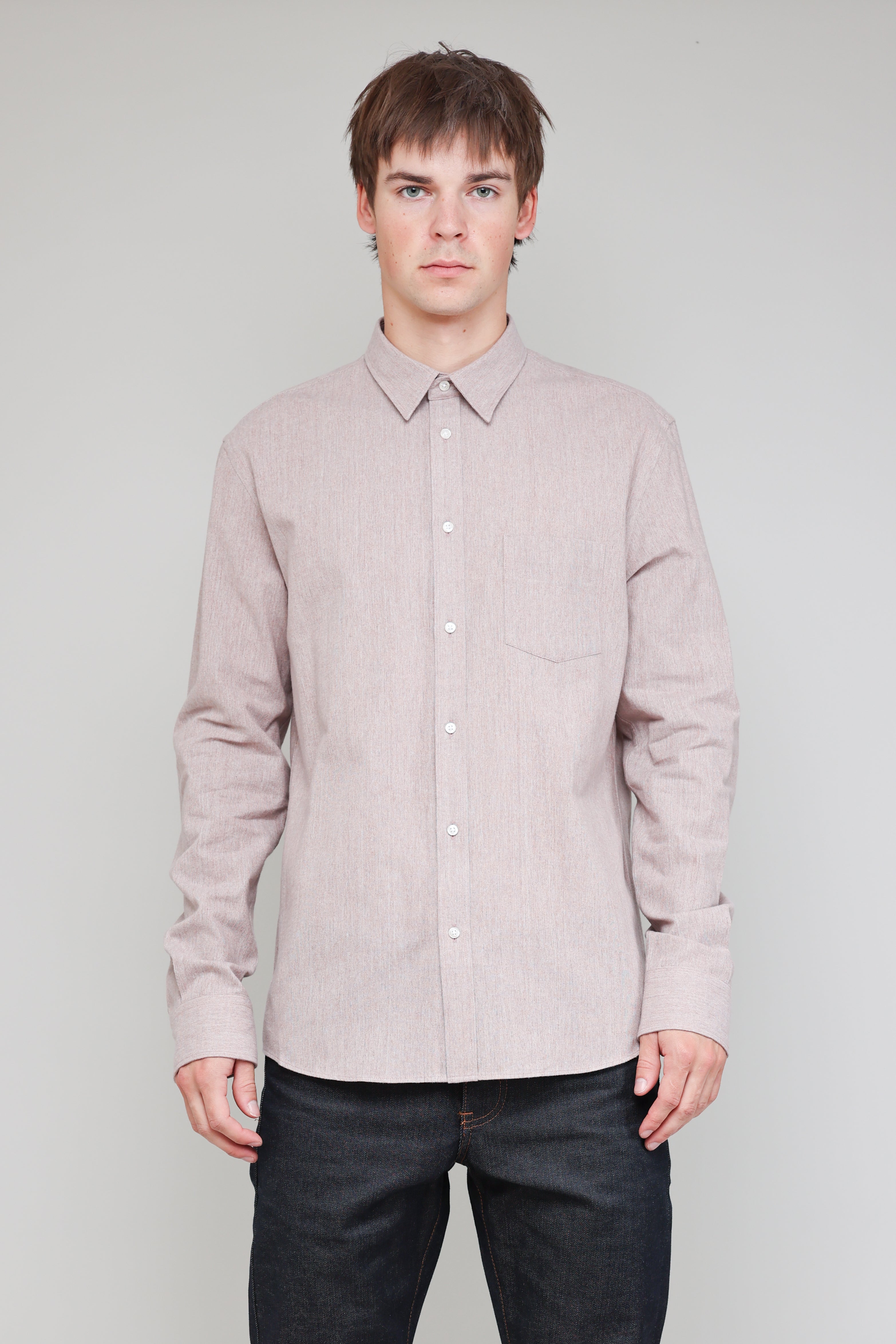 Japanese Yarn Dyed Brushed Poplin in Pink 02