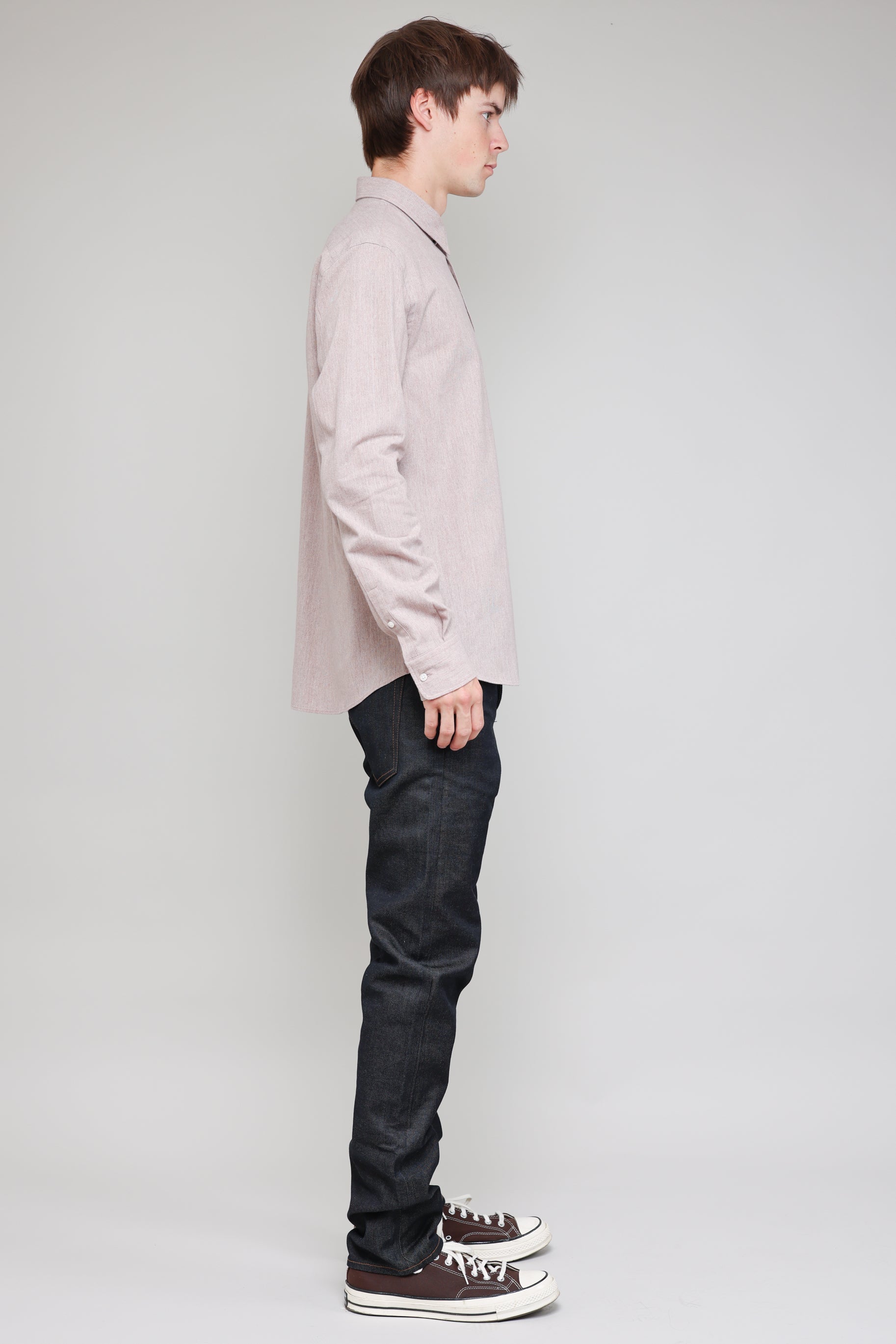 Japanese Yarn Dyed Brushed Poplin in Pink 04