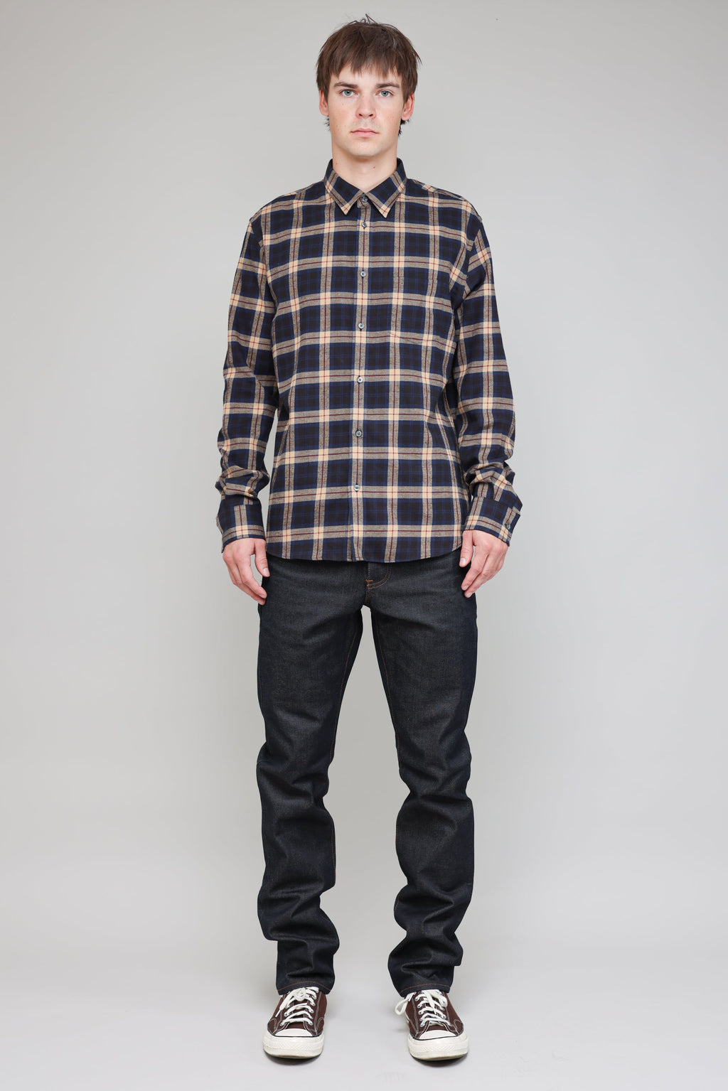 Japanese Scotish Plaid in Navy and Khaki 05