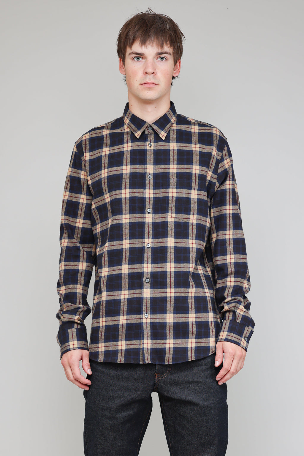 Japanese Scotish Plaid in Navy and Khaki 01