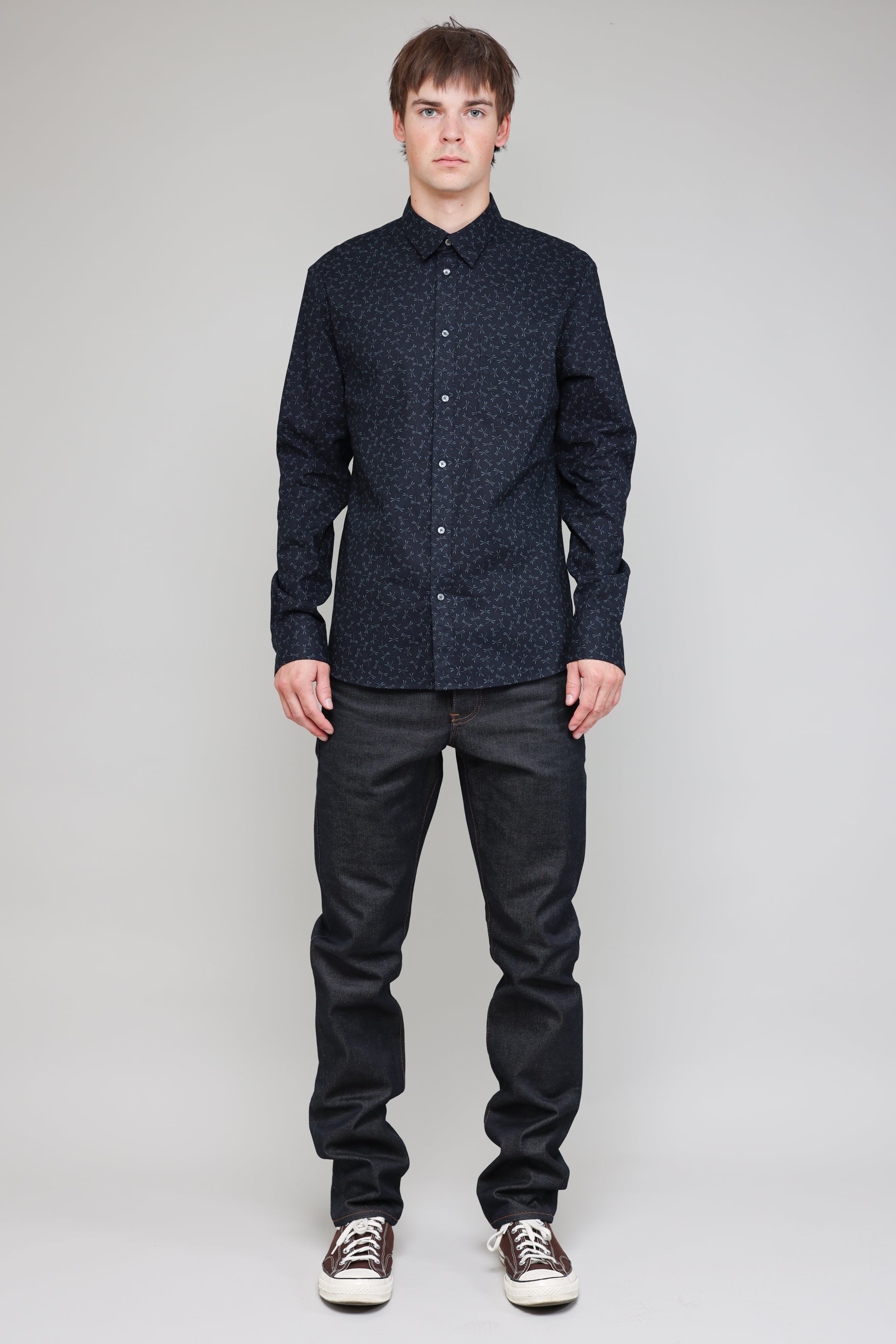 Japanese Firefly Print in Navy 05