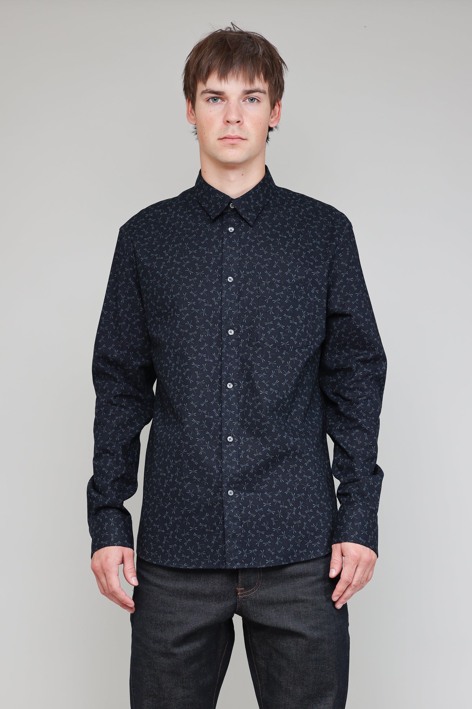 Japanese Firefly Print in Navy 02