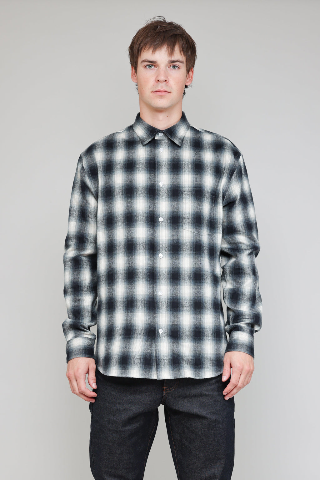 Japanese Faded Tartan in Blue and White 01