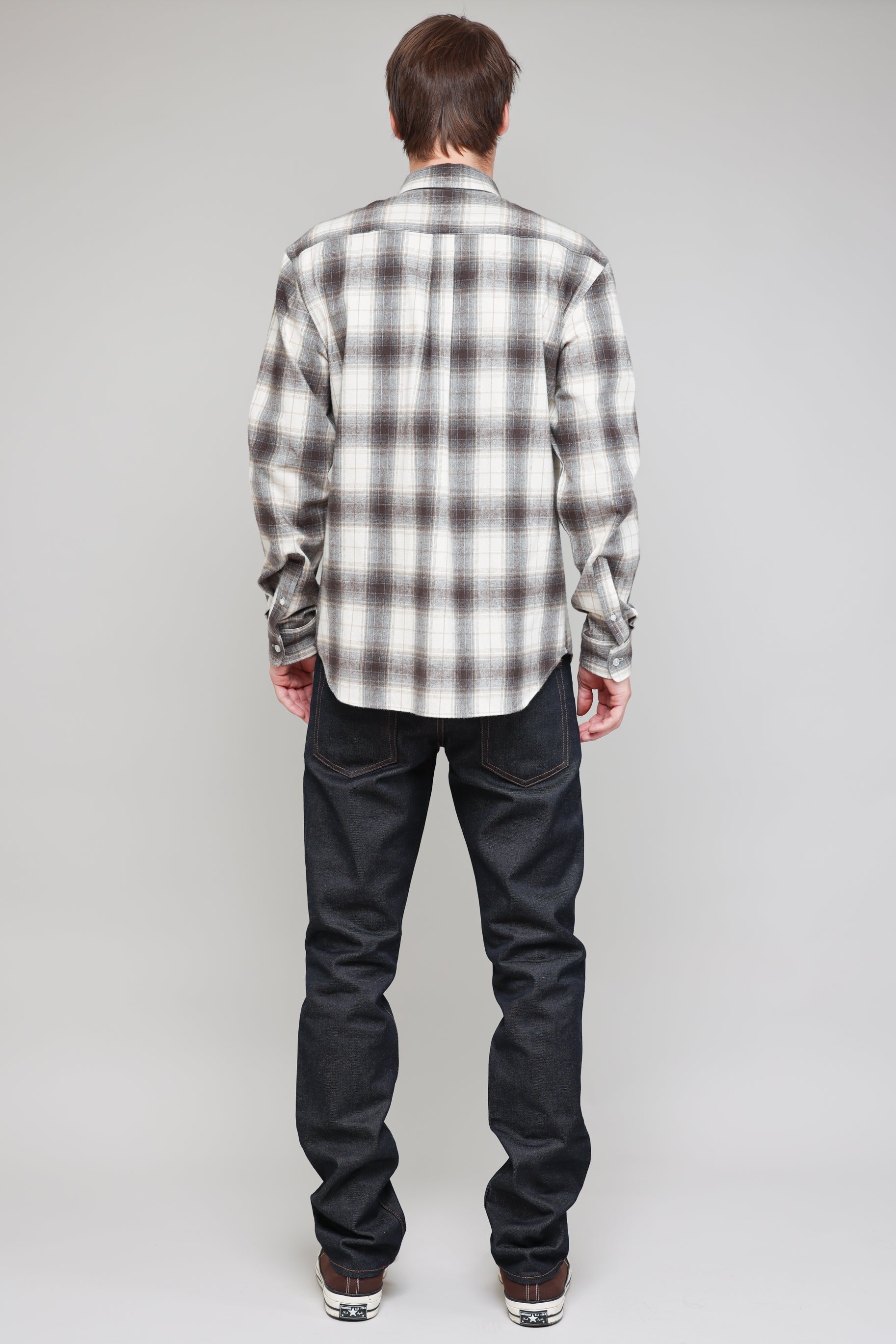 Japanese Shaggy Plaid in Brown and White 03