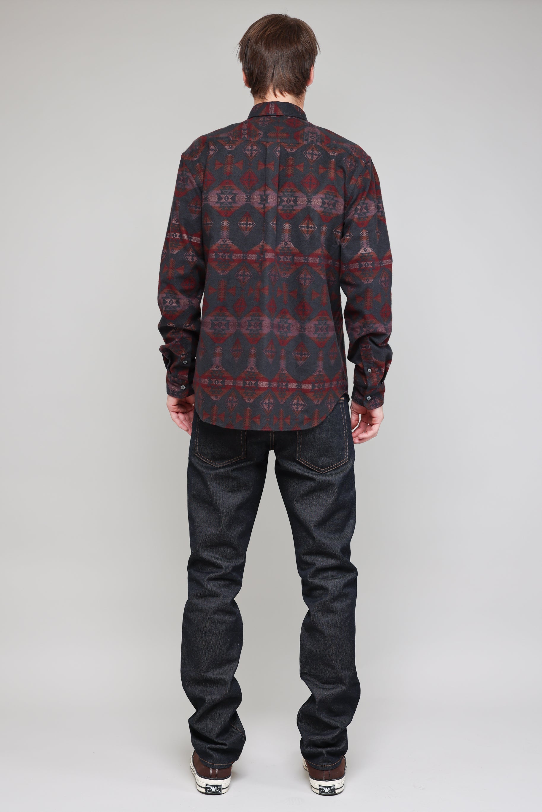 Japanese Blanket Print in Slate and Red 03