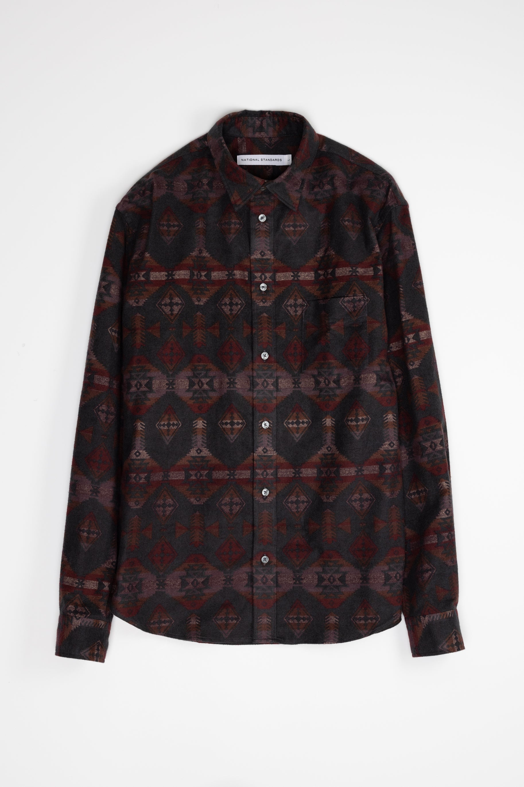 Japanese Blanket Print in Slate and Red 01