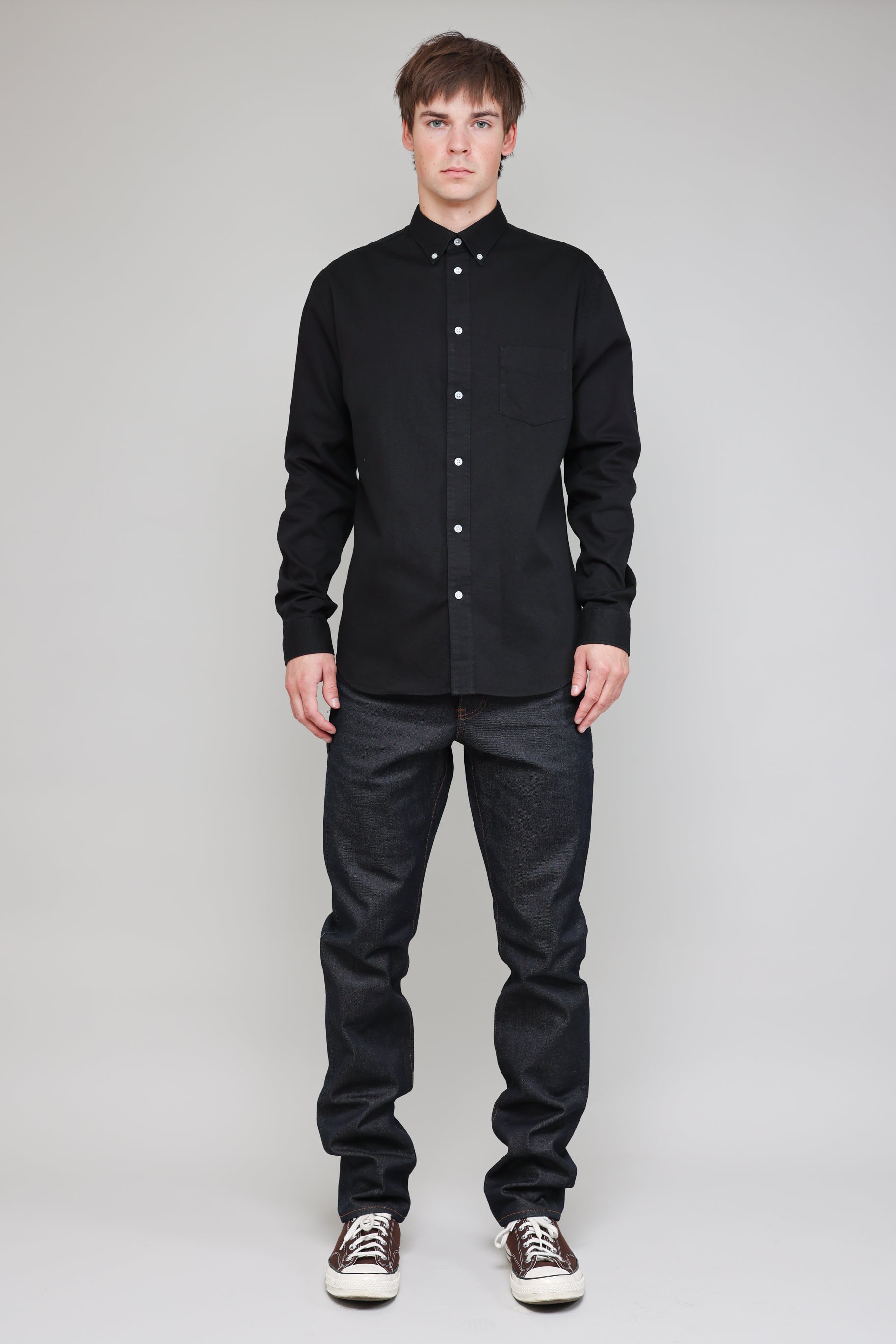 Japanese Washed Oxford in Black 05
