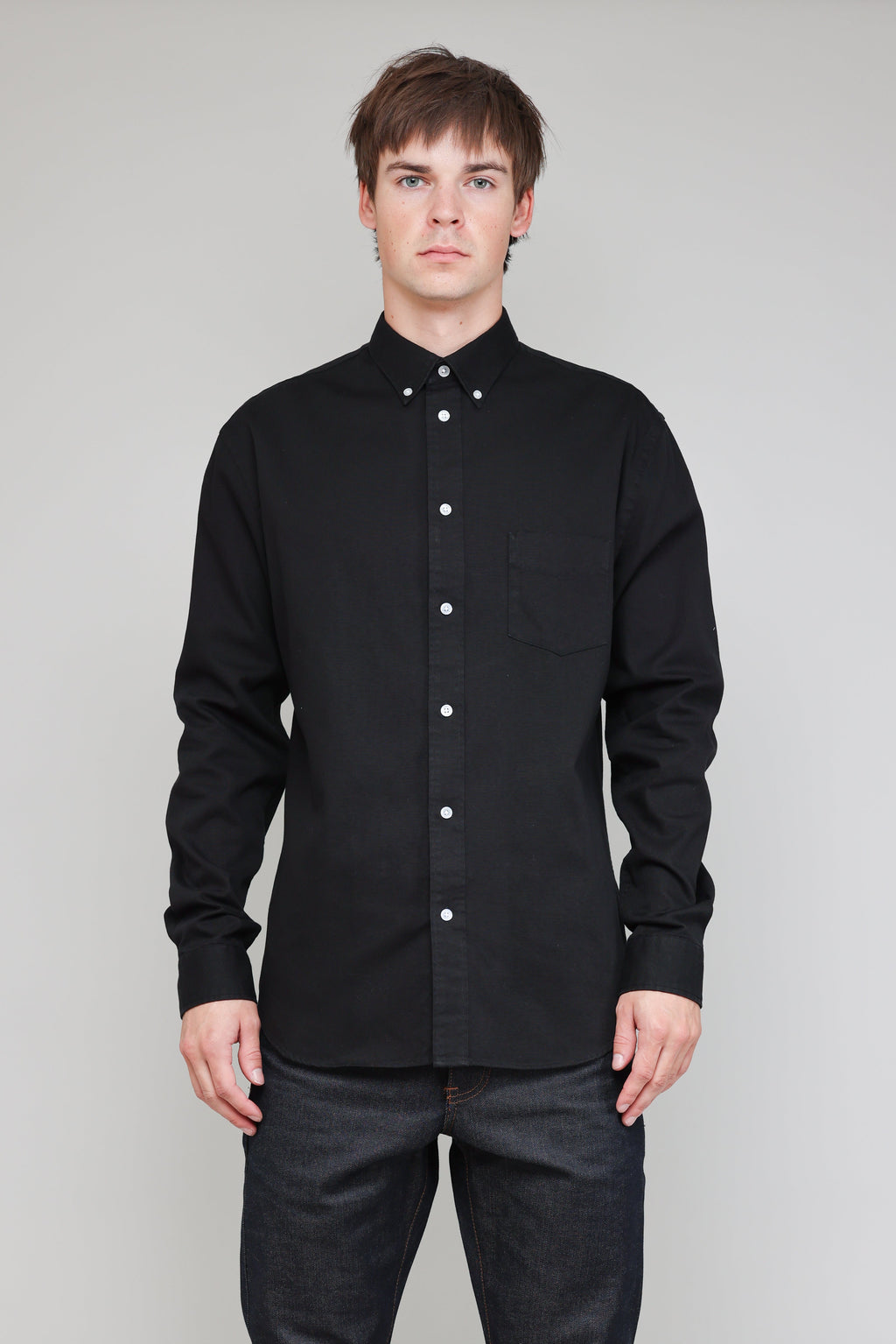 Japanese Washed Oxford in Black 02