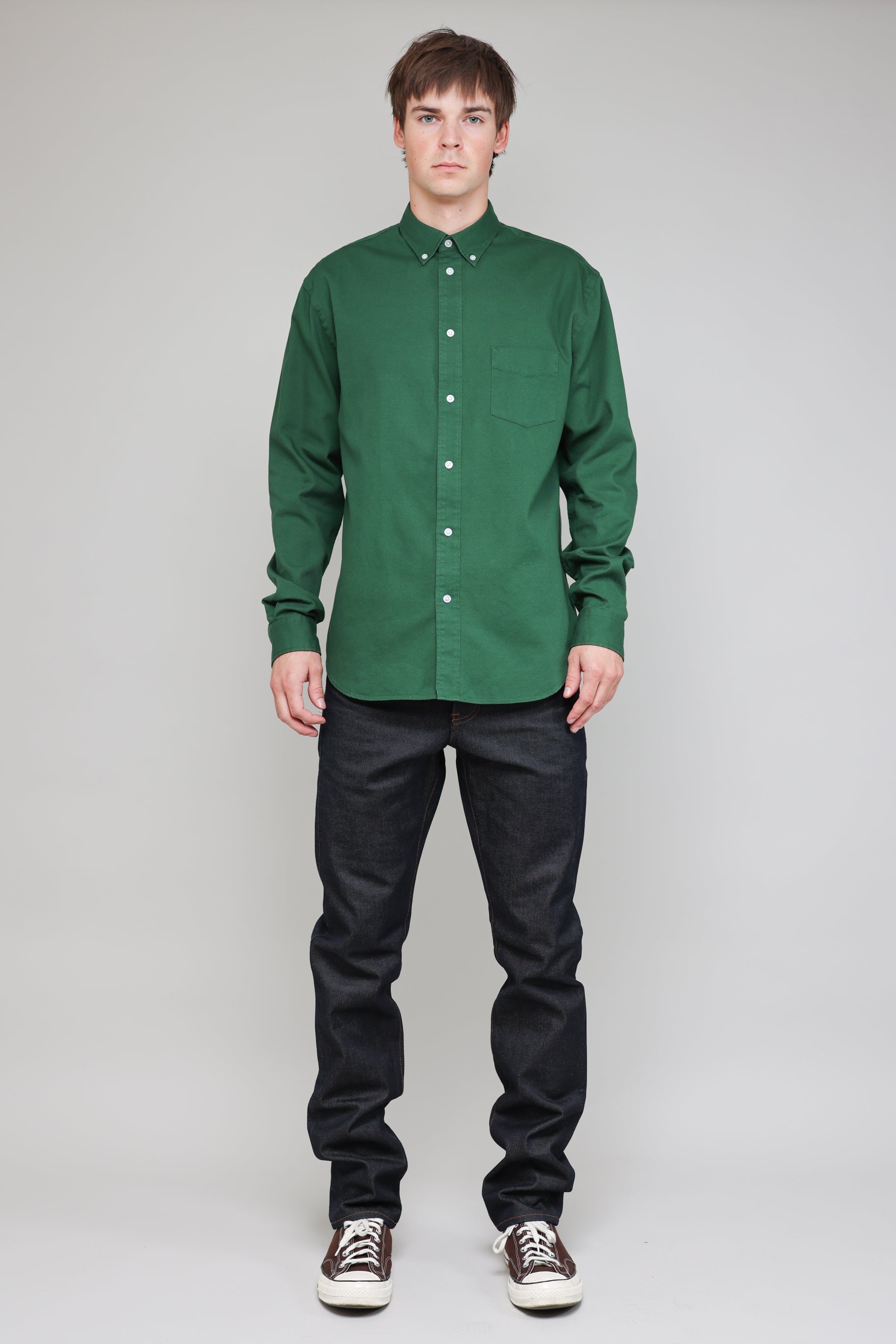 Japanese Washed Oxford in Green 05