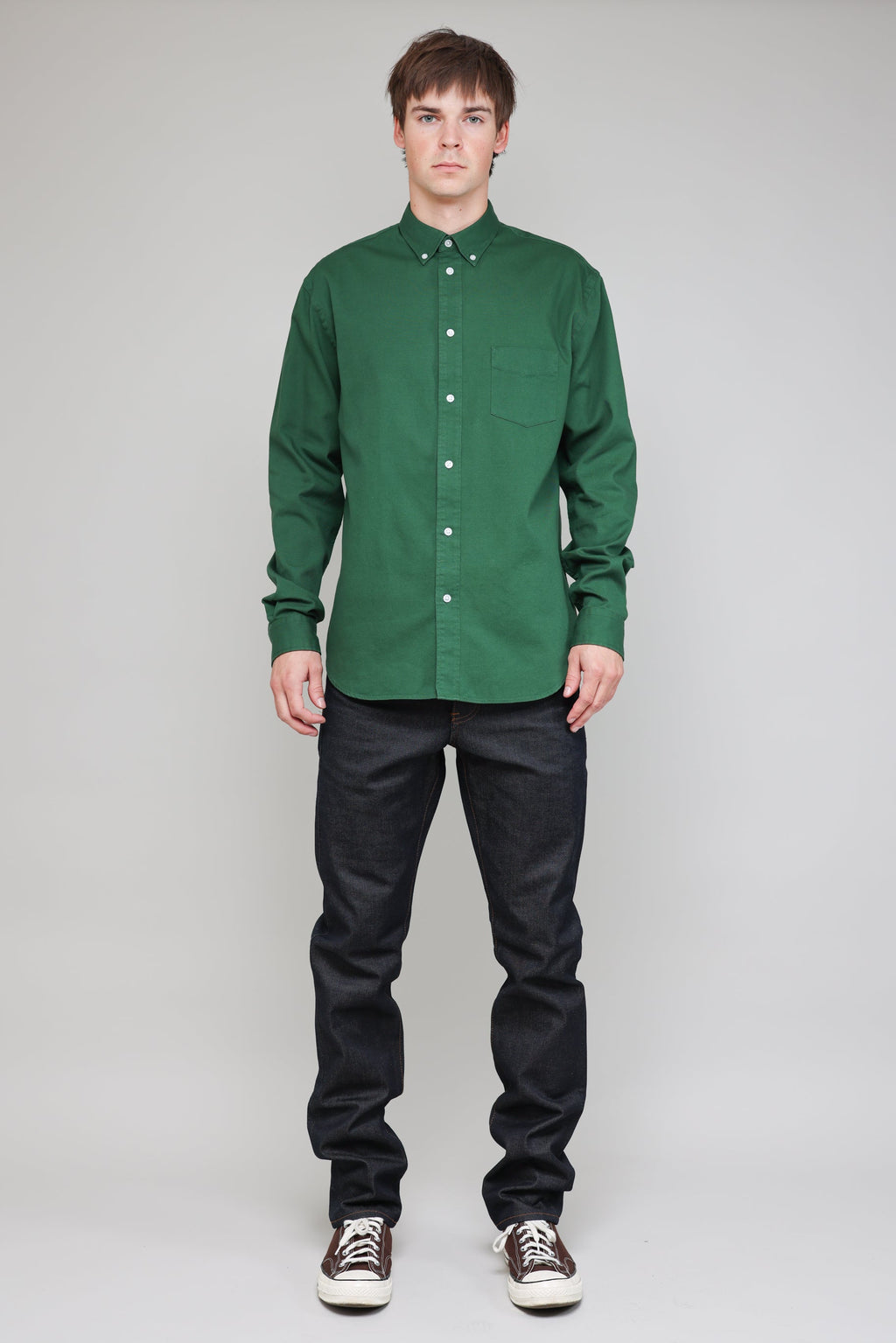 Japanese Washed Oxford in Green 05