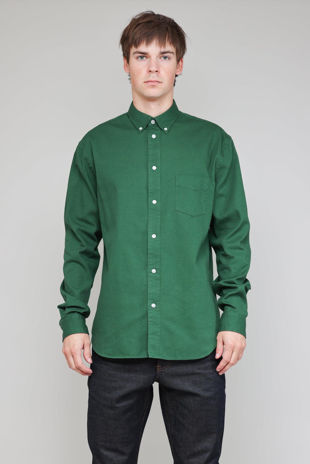 Japanese Washed Oxford in Green 02