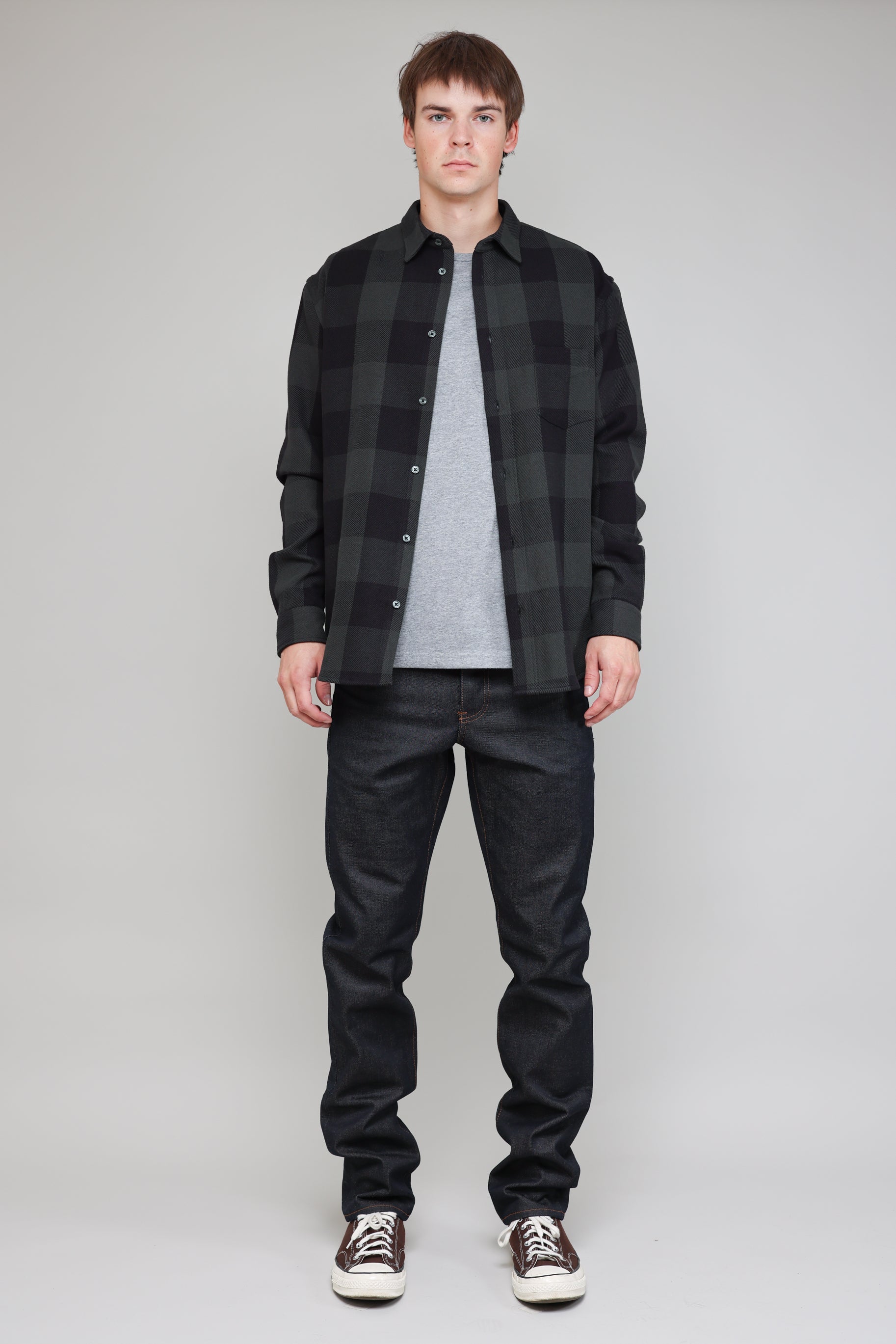 Japanese Buffalo Twill in Grey and Black 05