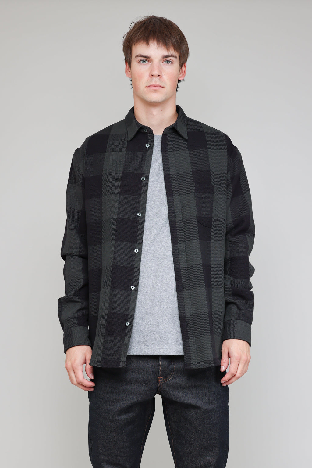 Japanese Buffalo Twill in Grey and Black 02