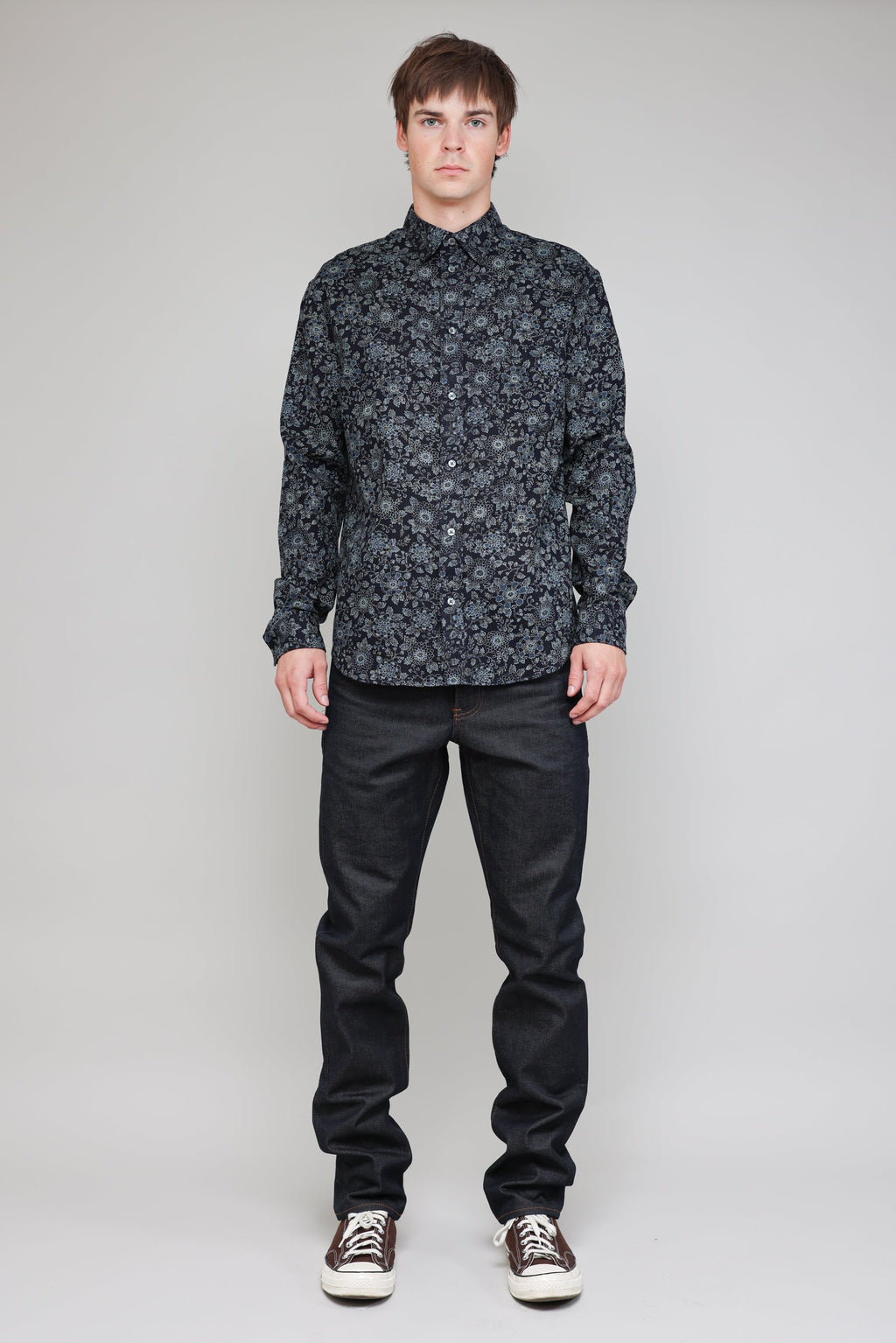 Japanese Floral Print Navy 05
