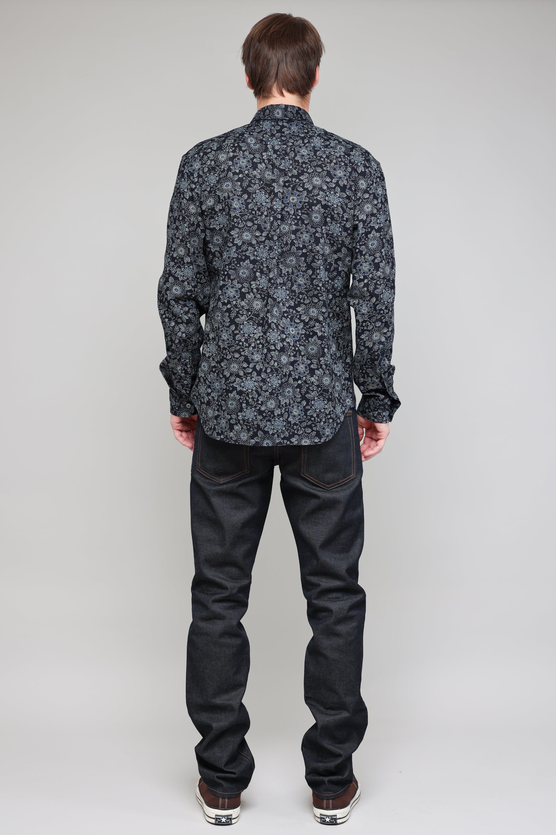 Japanese Floral Print Navy 04