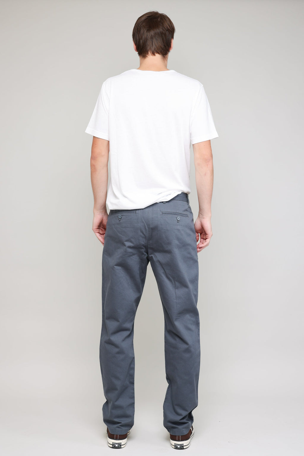 Pleated Chino Vintage French Drill in Blue Grey 03