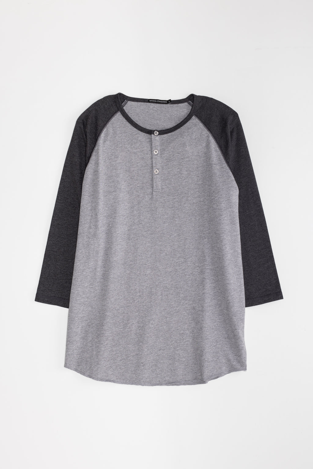 NS2122-9 Tri-blend 3/4 henley in Grey with Charcoal sleeves 01