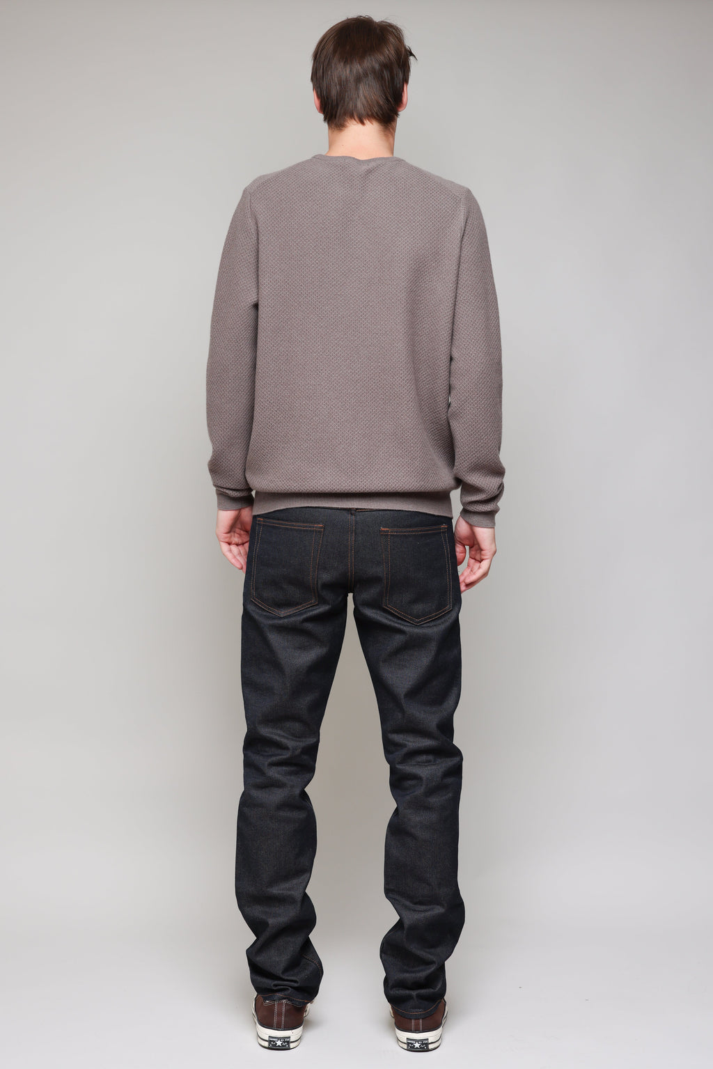 New Wool Honeycomb Stitch Crew in Taupe 04
