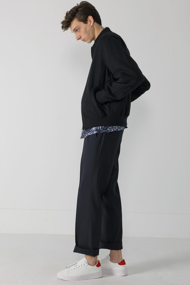 Ready-to-wear Wool Mix flight Jacket in Black 001