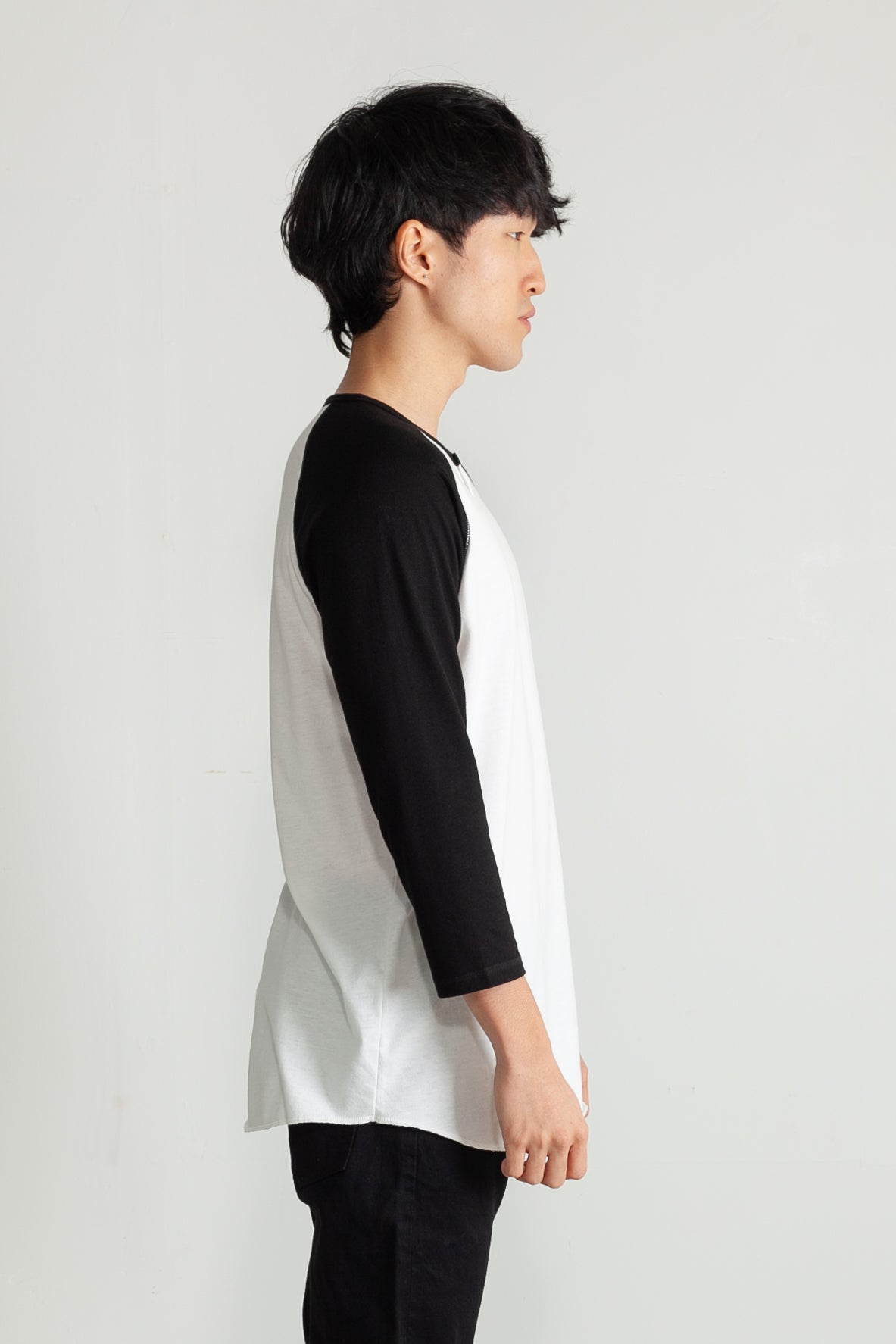 Tri-blend 3/4 henley in White and Black 03