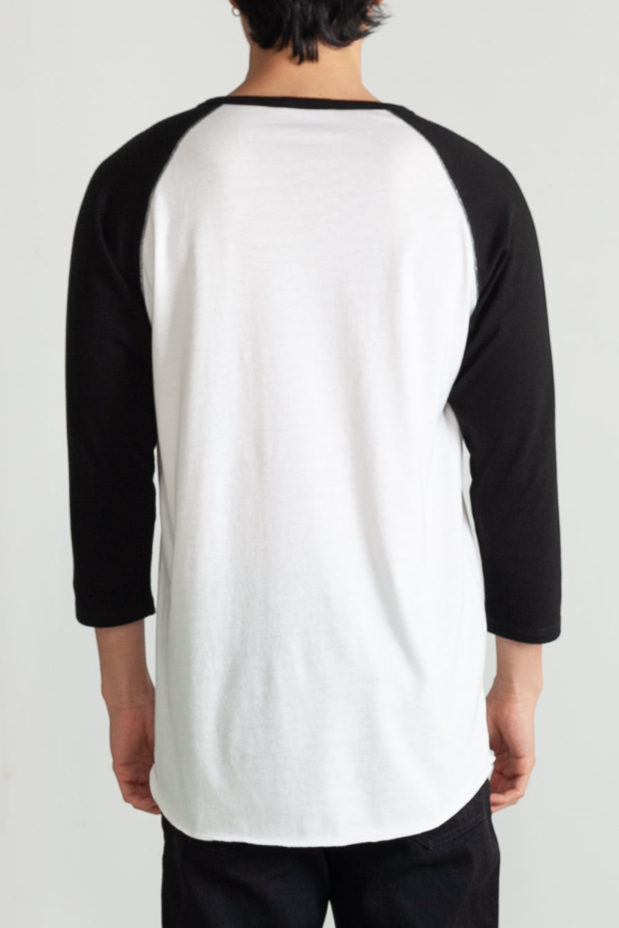 Tri-blend 3/4 henley in White and Black 04