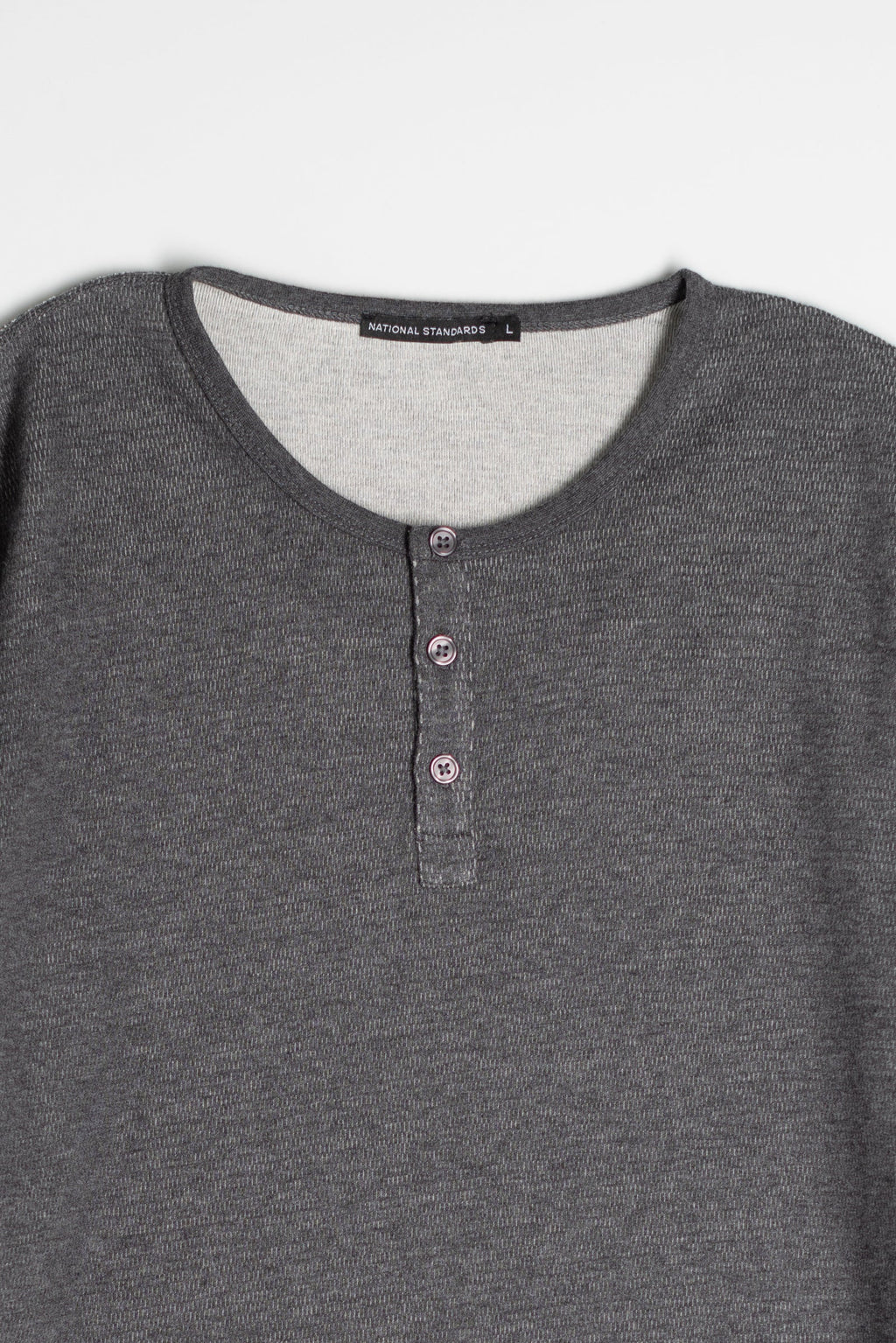 Mesh Thermal L/S Henley in Melange Charcoal 05