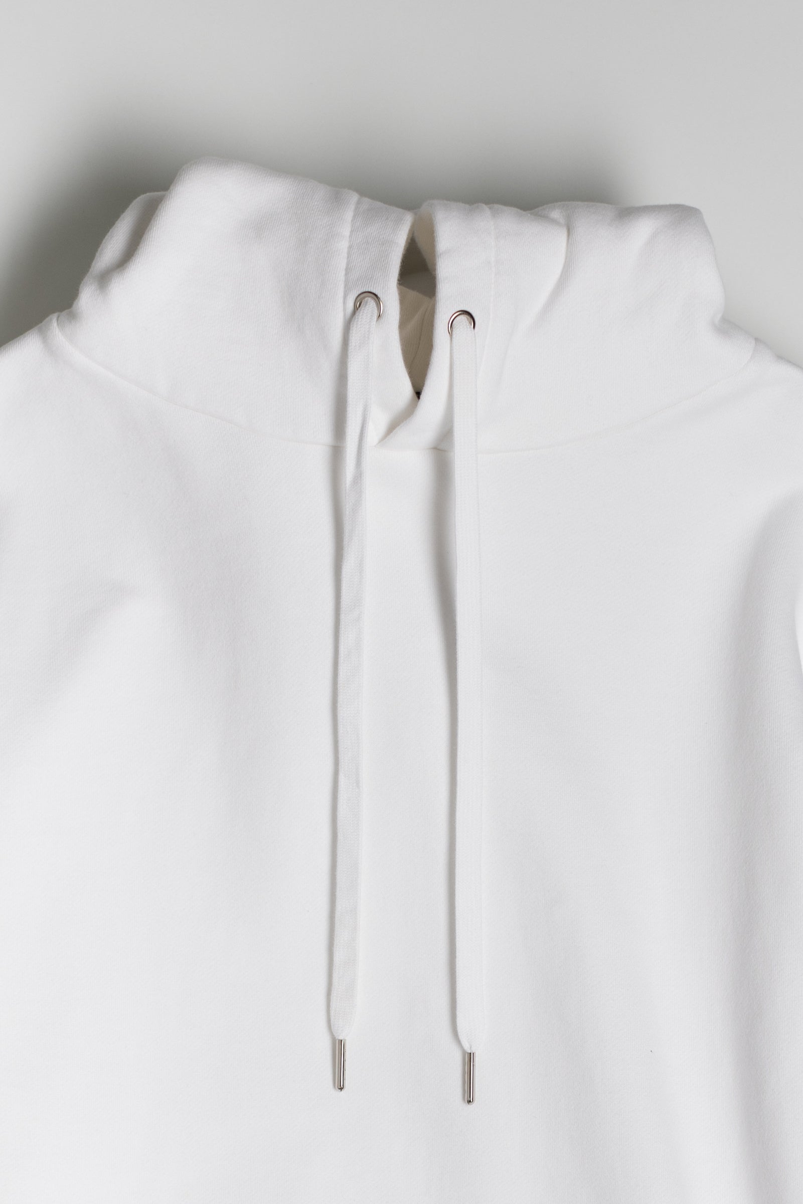 Cotton Fleece Pullover Hoodie in White 05