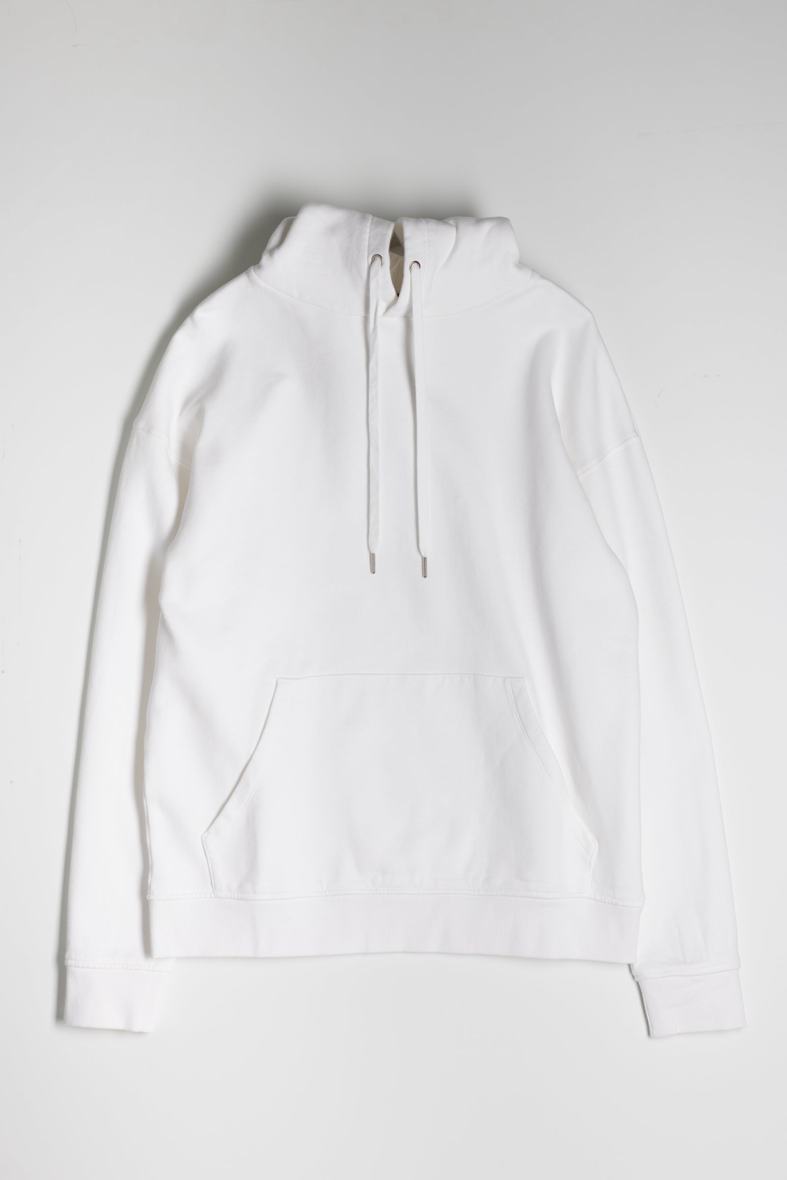 Cotton Fleece Pullover Hoodie in White 01