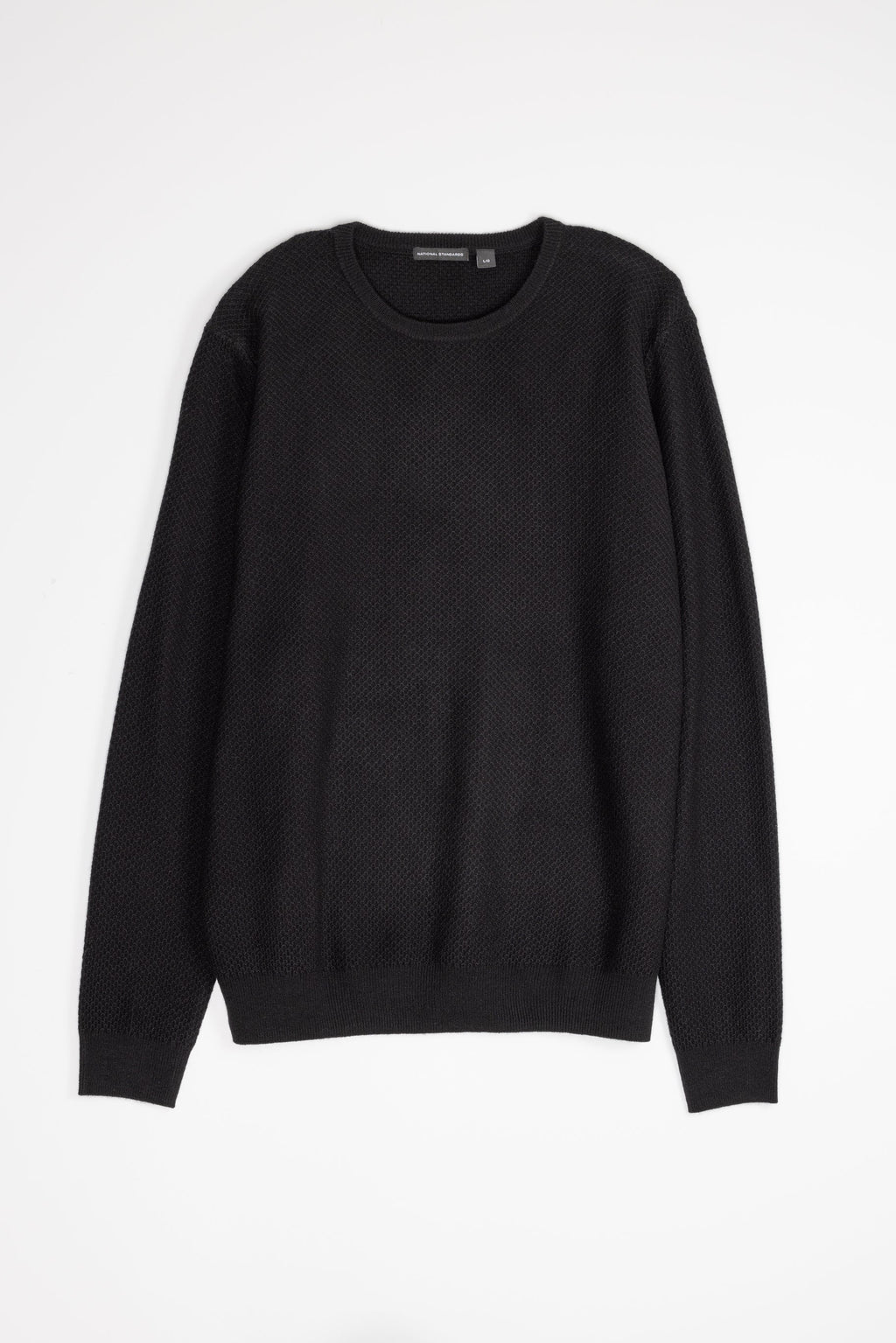 New Wool Honeycomb Stitch Crew in Black 01