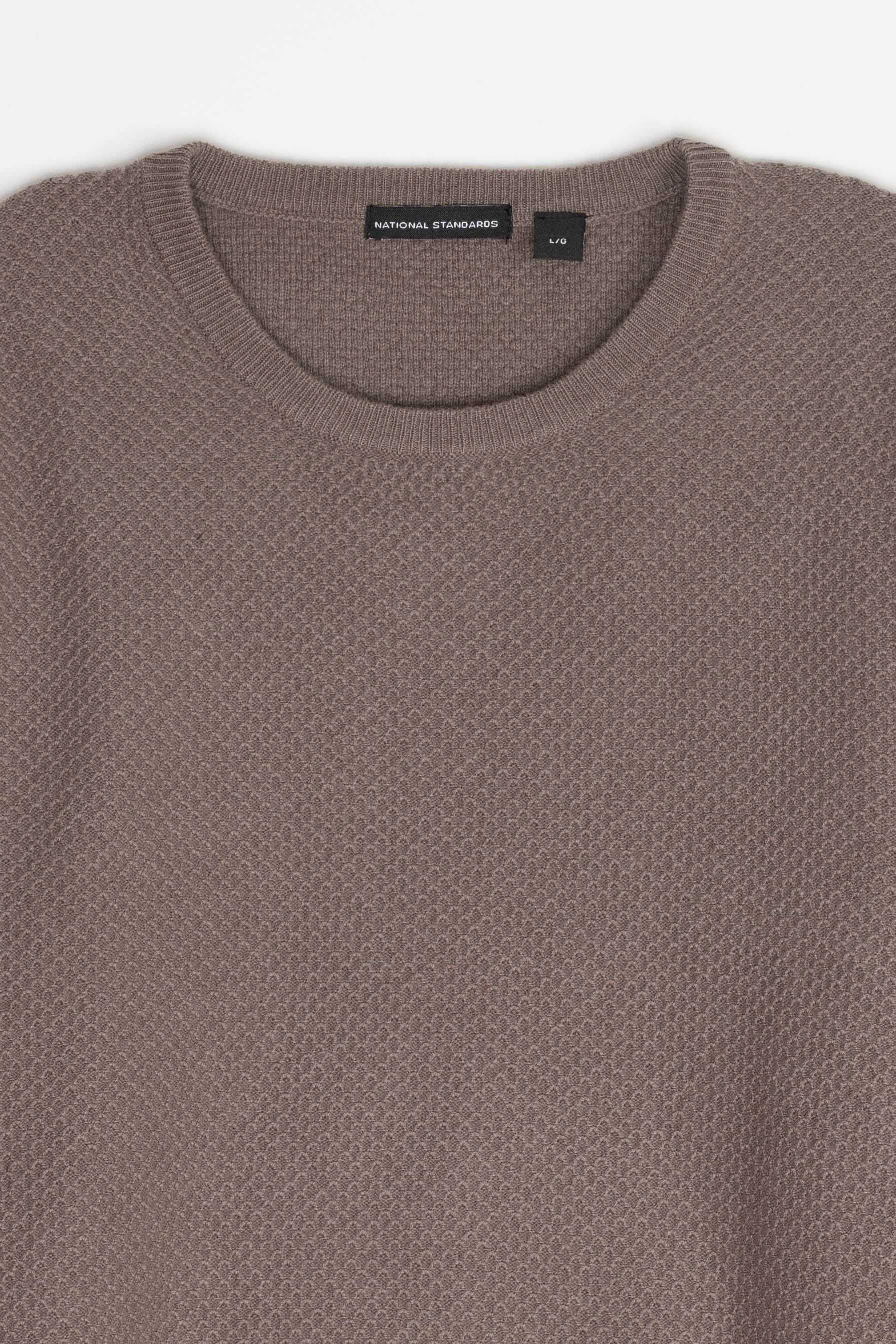 New Wool Honeycomb Stitch Crew in Taupe 06