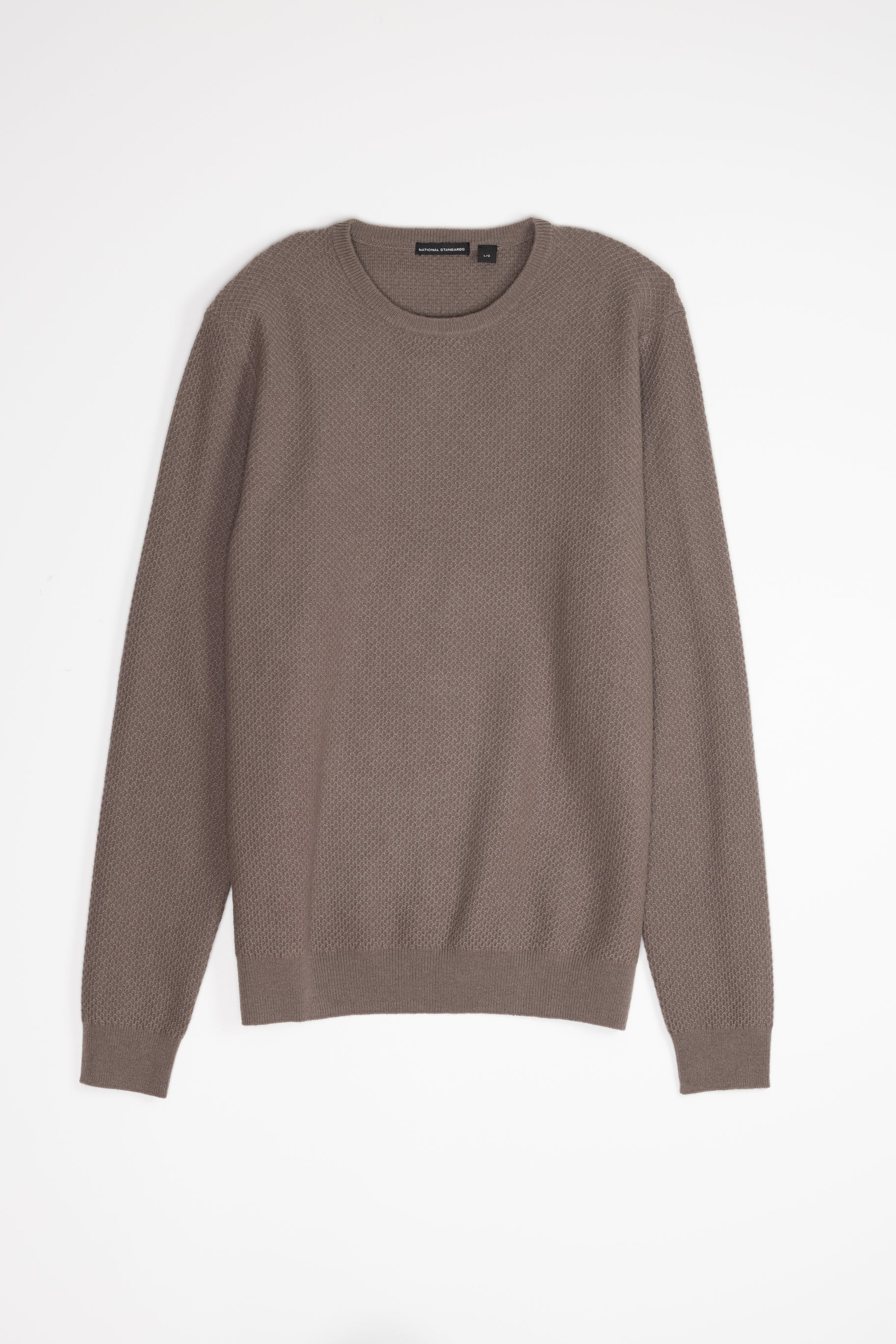 New Wool Honeycomb Stitch Crew in Taupe 01