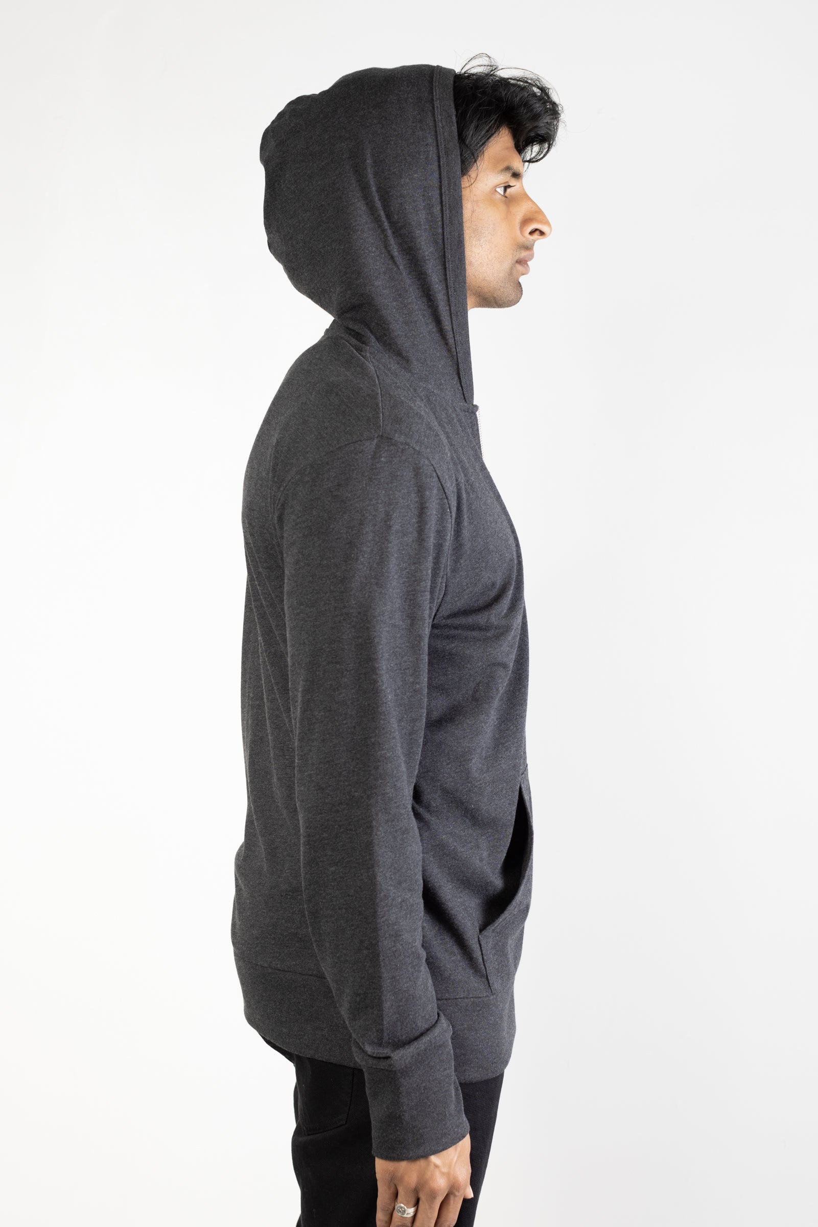 Tri-blend zip hoodie in Charcoal 02