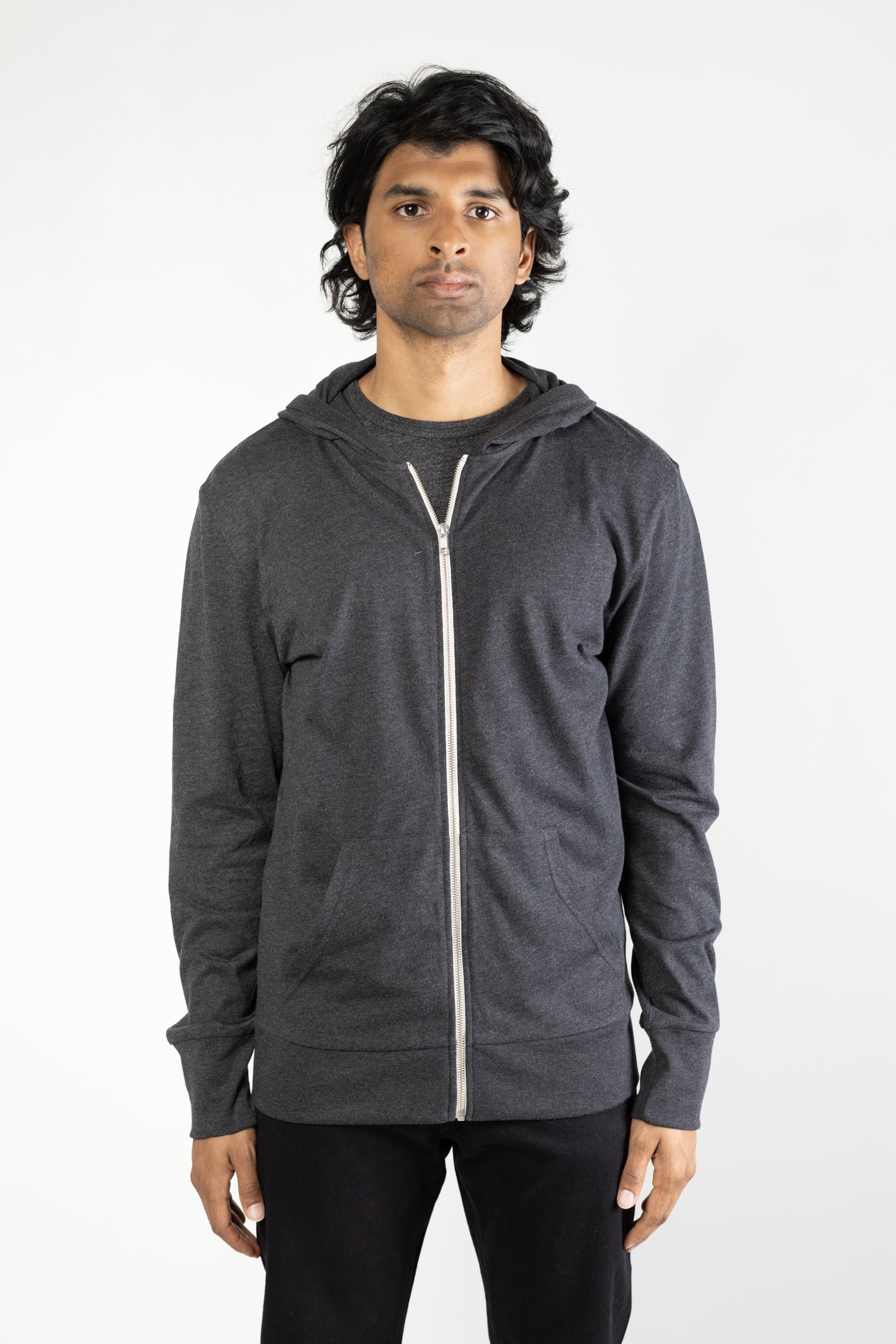 Tri-blend zip hoodie in Charcoal 01